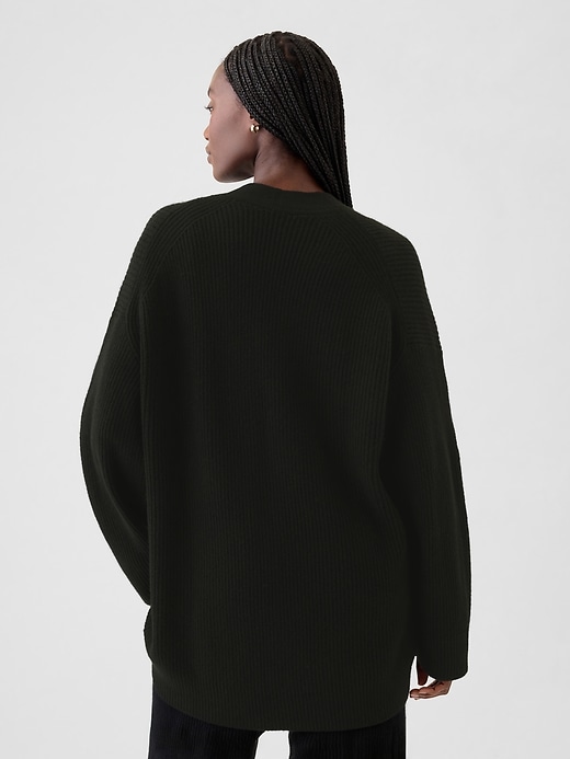 2 of 8 showing, with the color Black of product CashSoft Shaker-Stitch Boyfriend Cardigan