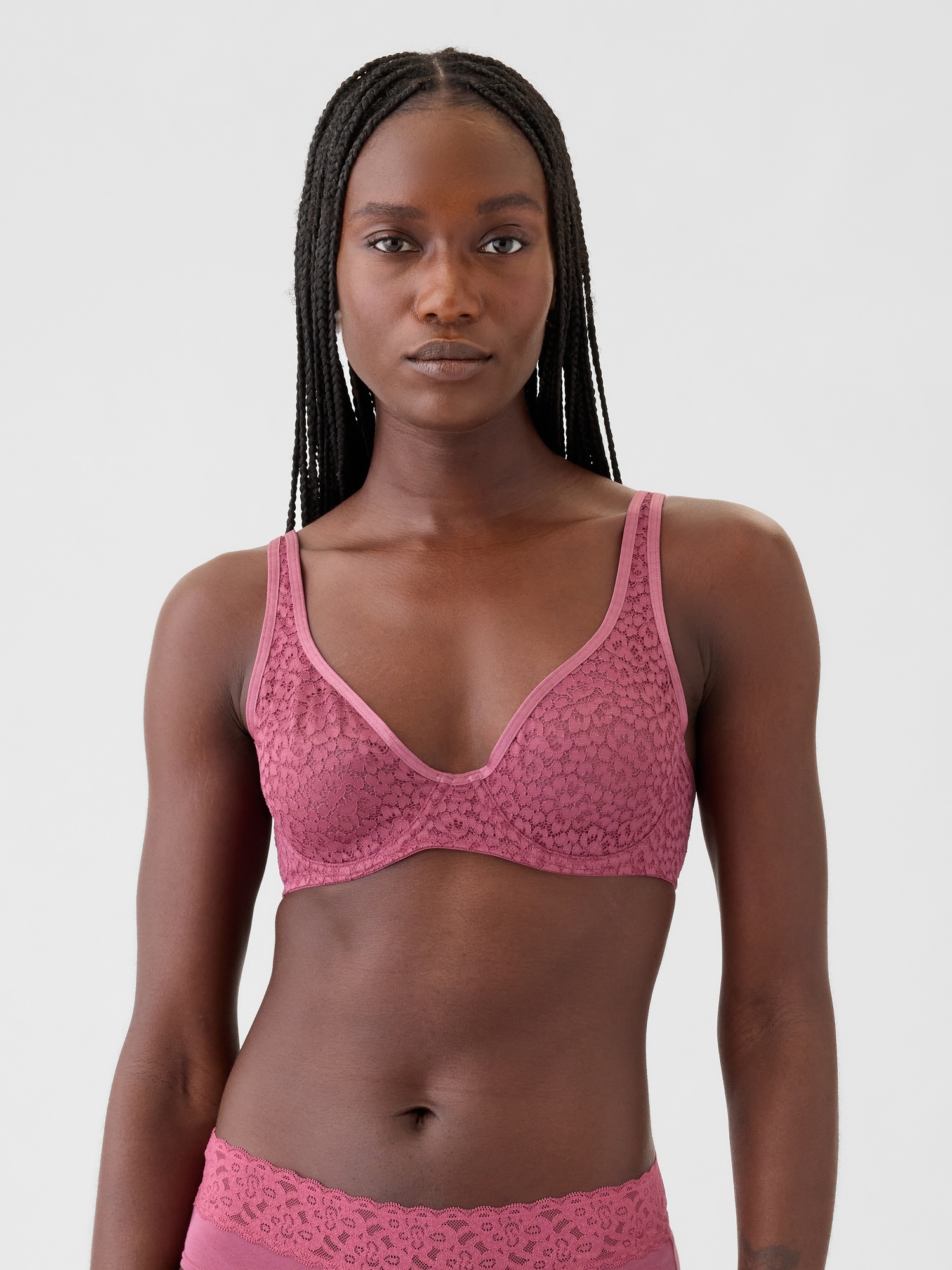 Gap Unlined Lace T-shirt Bra In Painted Rose Pink