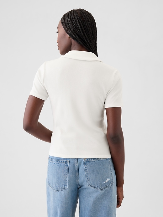 2 of 8 showing, with the color new off white of product Modern Rib Button Polo Shirt