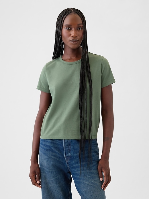 1 of 8 showing, with the color laurel wreath green of product Organic Cotton VintageSoft Baby T-Shirt