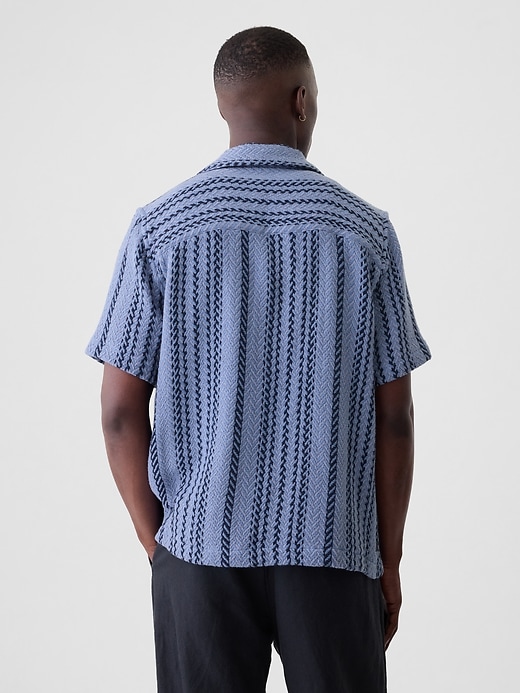 2 of 8 showing, with the color distant blue stripe of product Textured Woven Shirt