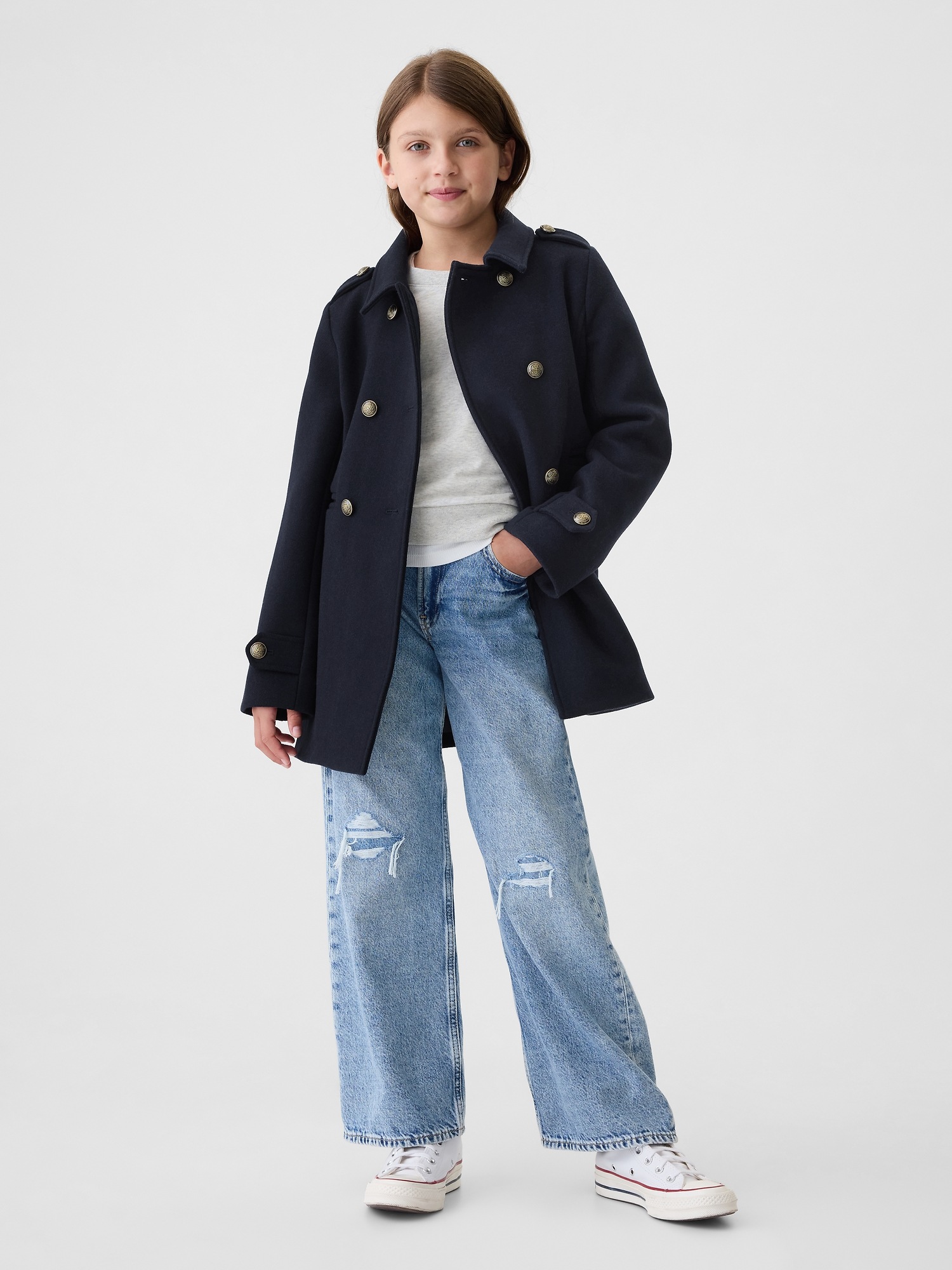 Girls Wool Peacoat by Gap Dark Night Size XS 4 5