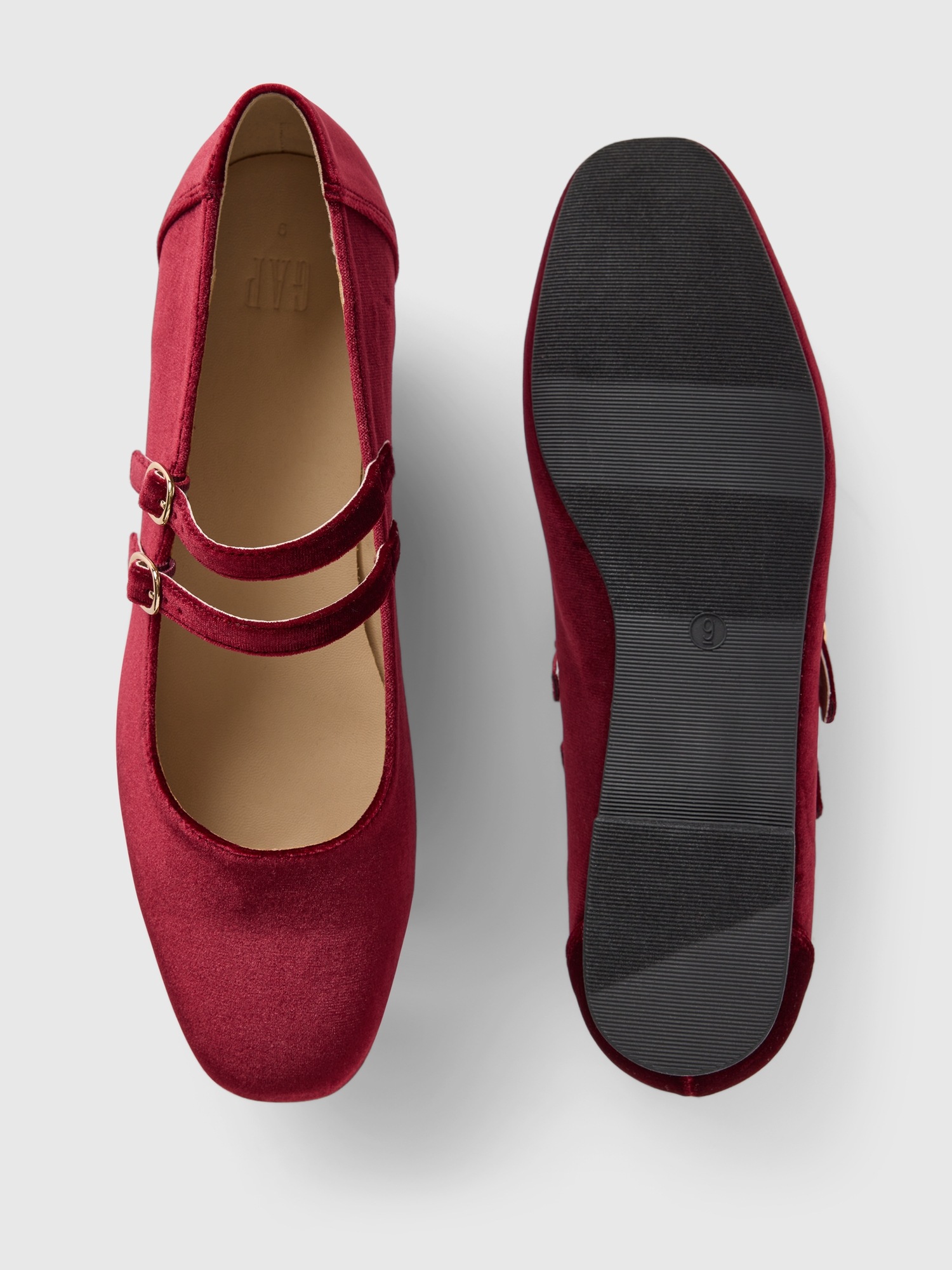 Женские балетки Gap Velvet Double-Strap Mary Jane Flats, цвет: Красный — фото 3