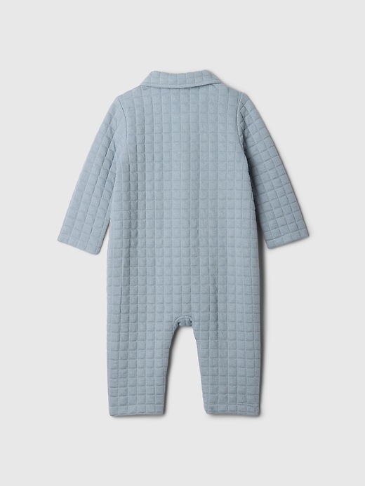 2 of 8 showing, with the color new england sky blue of product Baby Quilted Jacquard One-Piece