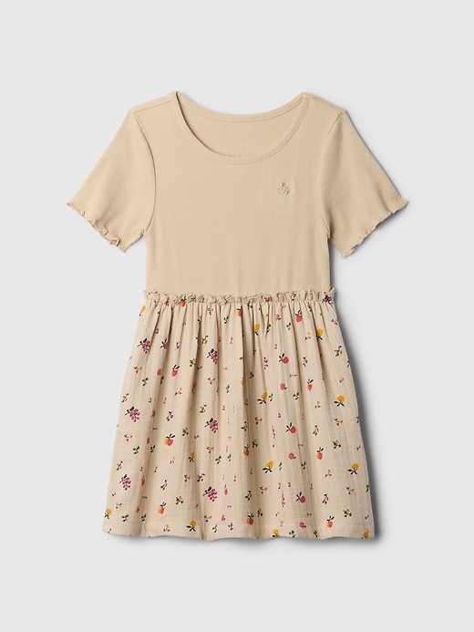 1 of 8 showing, with the color bedrock beige of product Baby & Toddler Mix & Match Gauze Dress