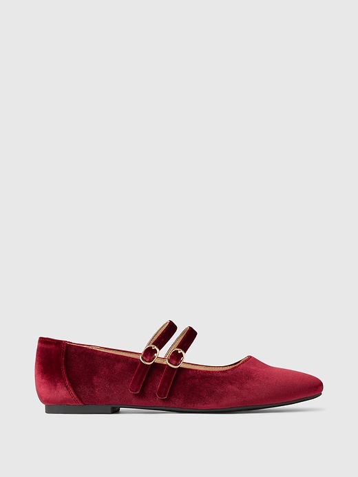 1 of 8 showing, with the color red delicious of product Velvet Double-Strap Mary Jane Flats