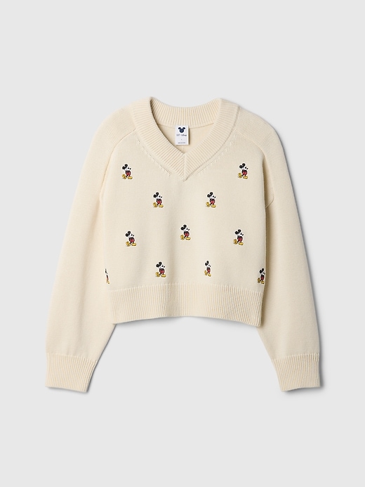5 of 8 showing, with the color ivory frost of product Gap × Disney Kids Mickey Mouse Embroidered Sweater
