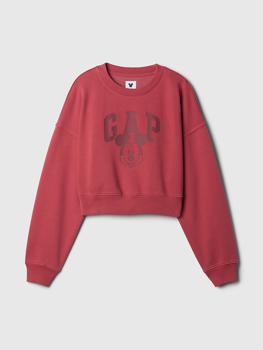 4 of 8 showing, with the color sled red of product Gap × Disney Mickey Mouse Cropped Logo Sweatshirt