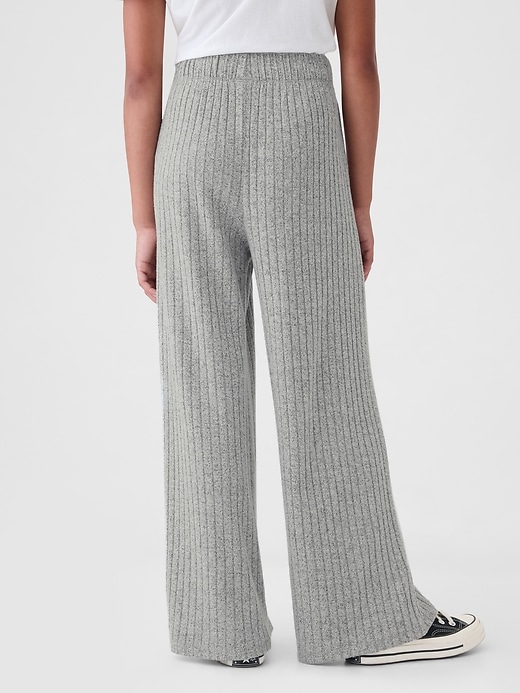 2 of 8 showing, with the color grey heather of product Kids Softspun Rib Wide-Leg Pants