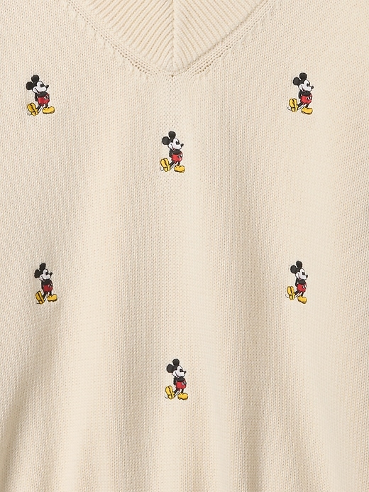 4 of 8 showing, with the color ivory frost of product Gap × Disney Mickey Mouse Embroidered Sweater