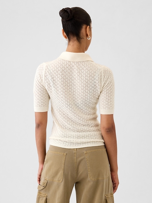 2 of 8 showing, with the color chino beige of product Pointelle Polo Sweater