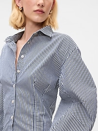 Organic Cotton Barrel Sleeve Cropped Shirt