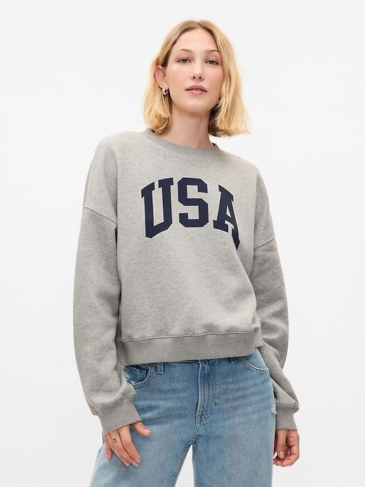 1 of 8 showing, with the color heather grey of product Vintage Soft USA Sweatshirt