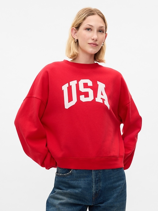 1 of 8 showing, with the color modern red of product Vintage Soft USA Sweatshirt