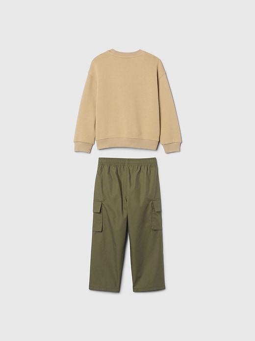 2 of 8 showing, with the color iconic khaki of product Baby & Toddler Athletic Logo Outfit Set
