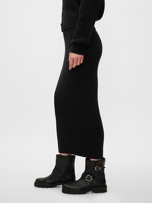 2 of 8 showing, with the color Black of product CashSoft Rib Sweater Maxi Skirt