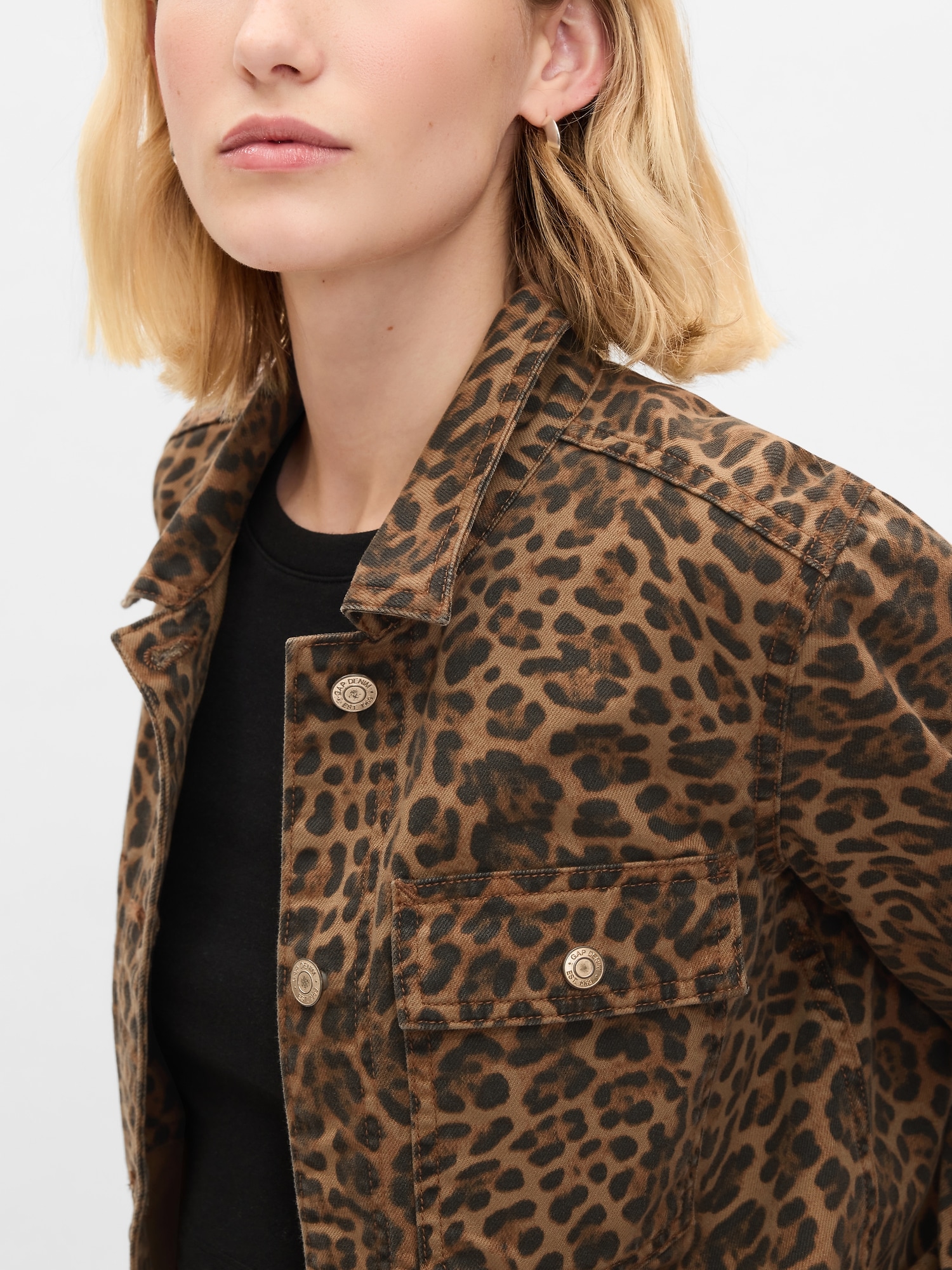 Leopard Denim Chore Jacket Gap