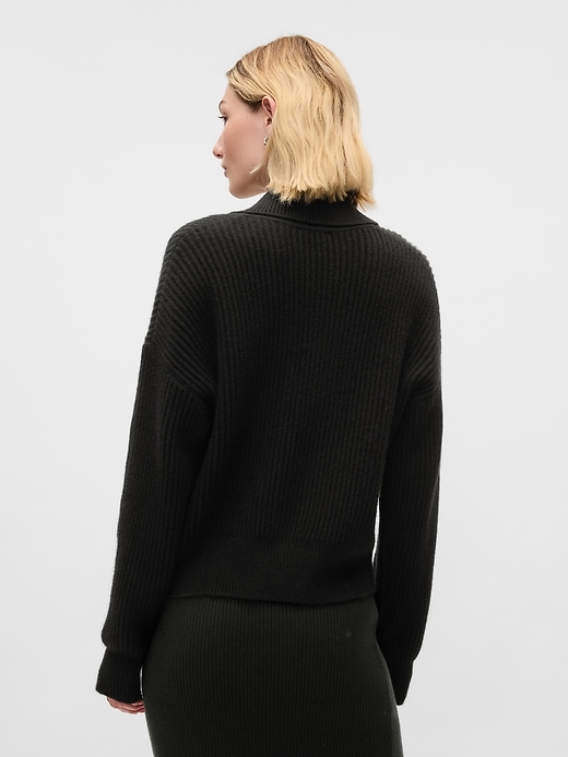 2 of 8 showing, with the color BLACK of product CashSoft Relaxed Rib Cardigan