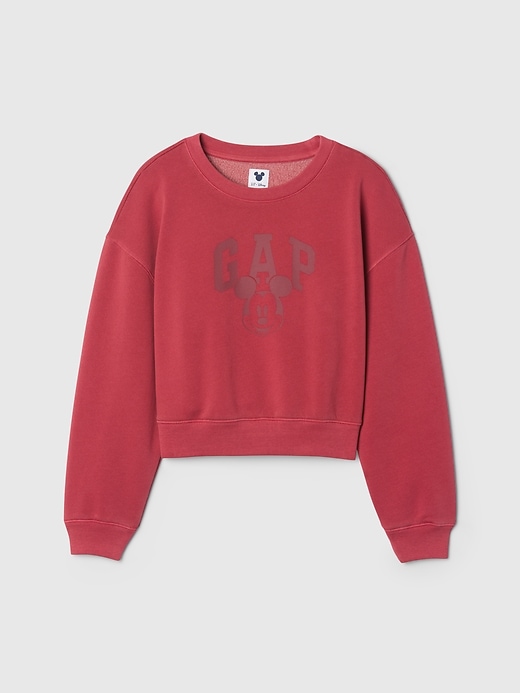 5 of 8 showing, with the color sled red of product Gap × Disney Kids VintageSoft Mickey Mouse Logo Cropped Sweatshirt