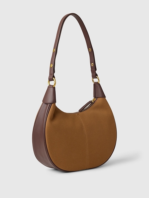 2 of 8 showing, with the color Cognac brown of product Vegan Suede Shoulder Bag