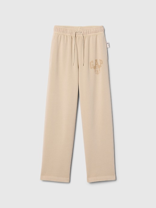 6 of 8 showing, with the color bedrock beige of product Gap × Disney Kids VintageSoft Mickey Mouse Logo Sweatpants