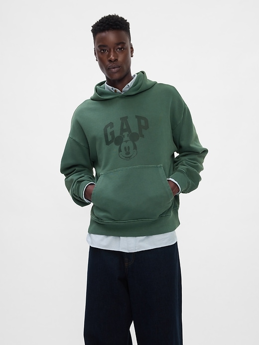 1 of 8 showing, with the color essex green of product Gap × Disney Mickey Mouse Logo Hoodie