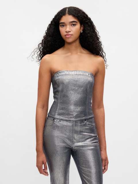 Strapless Foil Corset Top