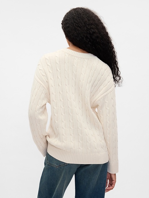 2 of 8 showing, with the color cream beige of product Oversized Cable-Knit Sweater