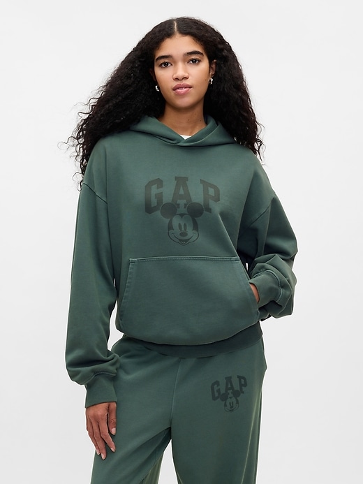 4 of 8 showing, with the color essex green of product Gap × Disney Mickey Mouse Logo Hoodie