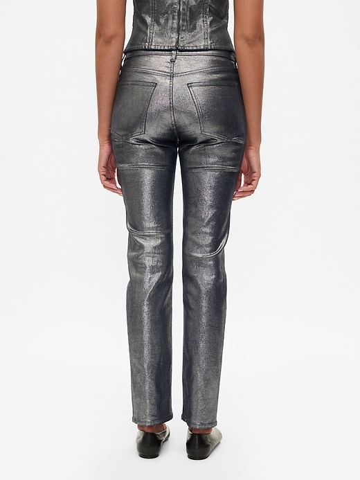 Image number 4 showing, High Rise Metallic '90s Straight Jeans