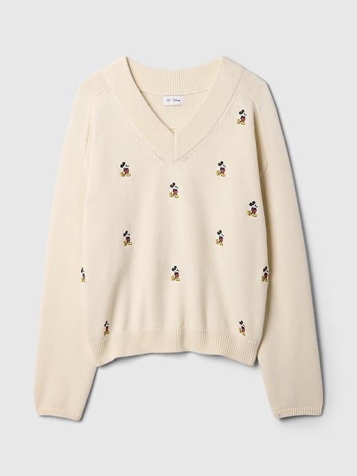 5 of 8 showing, with the color ivory frost of product Gap × Disney Mickey Mouse Embroidered Sweater