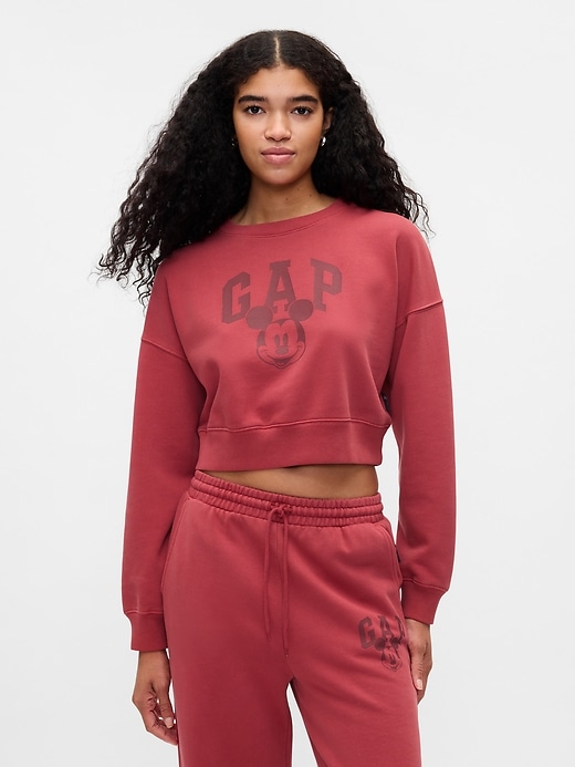 1 of 8 showing, with the color sled red of product Gap × Disney Mickey Mouse Cropped Logo Sweatshirt