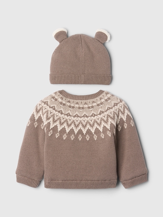 2 of 8 showing, with the color plymouth rock of product Baby Fair Isle Cozy Cardigan Sweater Set