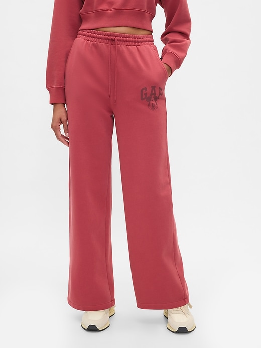 2 of 8 showing, with the color sled red of product Gap × Disney Mickey Mouse Logo Wide-Leg Sweatpants
