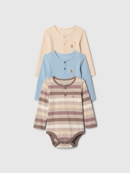 1 of 8 showing, with the color bedrock beige of product Baby First Favorites Bodysuits (3-Pack)