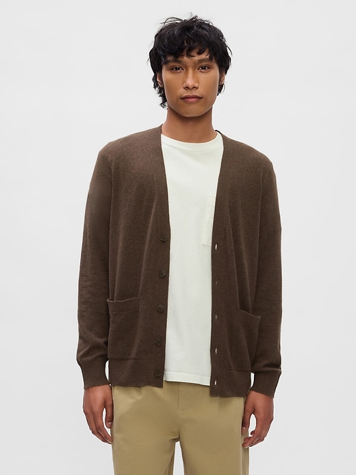 1 of 8 showing, with the color WOODSY BROWN of product CashSoft Cardigan