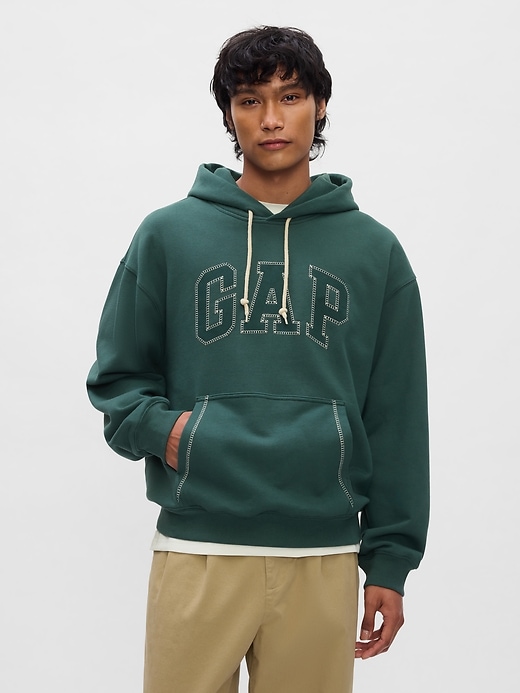1 of 8 showing, with the color Essex green of product Heavyweight Stitch Logo Hoodie