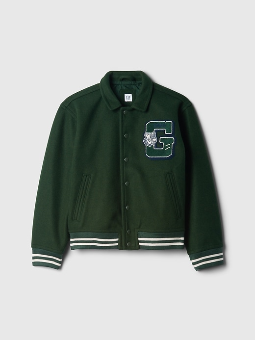 1 of 8 showing, with the color Green of product Kids Varsity Jacket