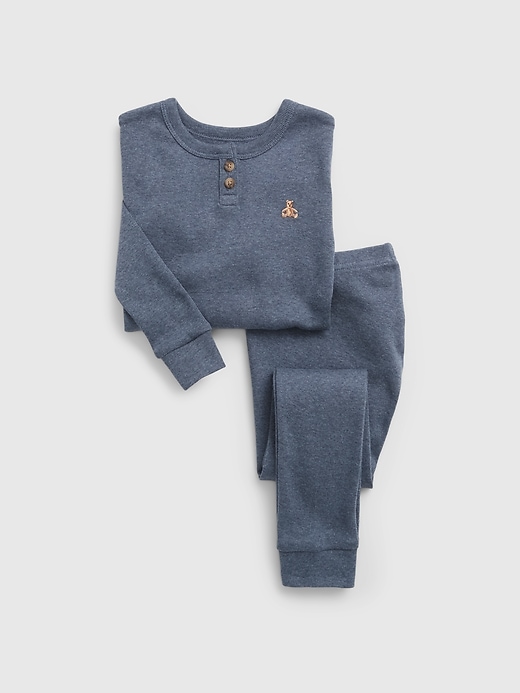 Image number 1 showing, Baby & Toddler Organic Cotton Heather Henley PJ Set