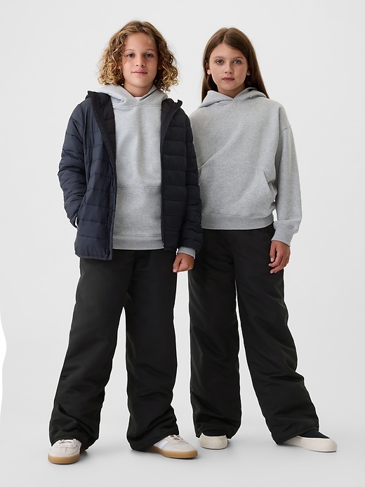 2 of 8 showing, with the color true black of product Kids Fleece-Lined Snow Pants