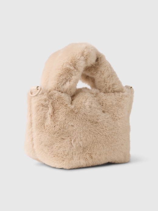 2 of 8 showing, with the color beige of product Kids Faux Fur Crossbody Bag