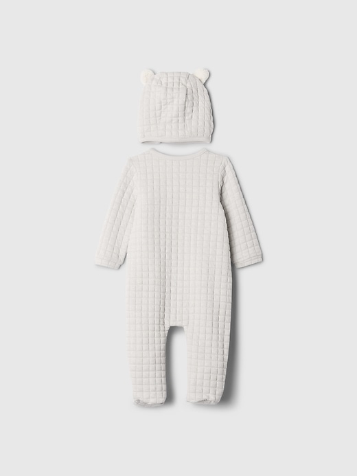 2 of 8 showing, with the color Heather grey of product Baby Quilted Crossover Outfit Set