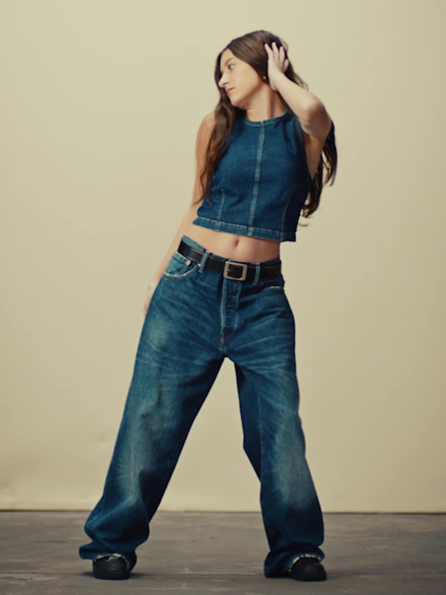 Cropped Denim Shell Tank Top