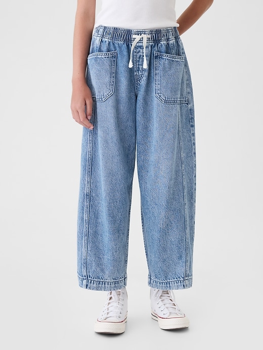 2 of 8 showing, with the color medium wash of product Kids UltraSoft Pull-On Horseshoe Jeans