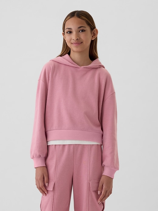 1 of 8 showing, with the color elle pink of product Kids VintageSoft Cropped Hoodie
