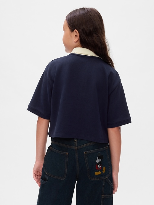 2 of 8 showing, with the color navy uniform of product Gap × Disney Kids Pique Cropped Polo Shirt