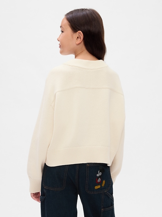2 of 8 showing, with the color ivory frost of product Gap × Disney Kids Mickey Mouse Embroidered Sweater
