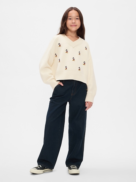 3 of 8 showing, with the color ivory frost of product Gap × Disney Kids Mickey Mouse Embroidered Sweater