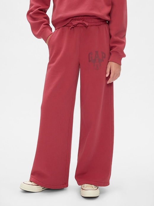 3 of 8 showing, with the color sled red of product Gap × Disney Kids VintageSoft Mickey Mouse Logo Sweatpants
