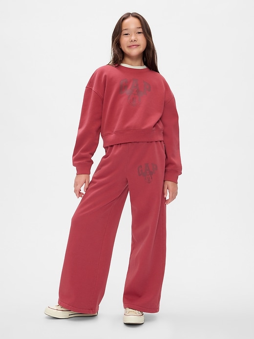 1 of 8 showing, with the color sled red of product Gap × Disney Kids VintageSoft Mickey Mouse Logo Sweatpants